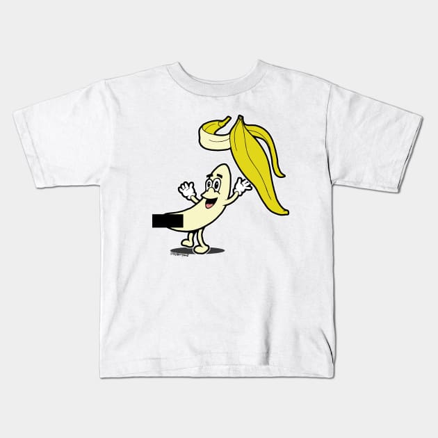 Funny A-Peeling Banana Kids T-Shirt by robotface